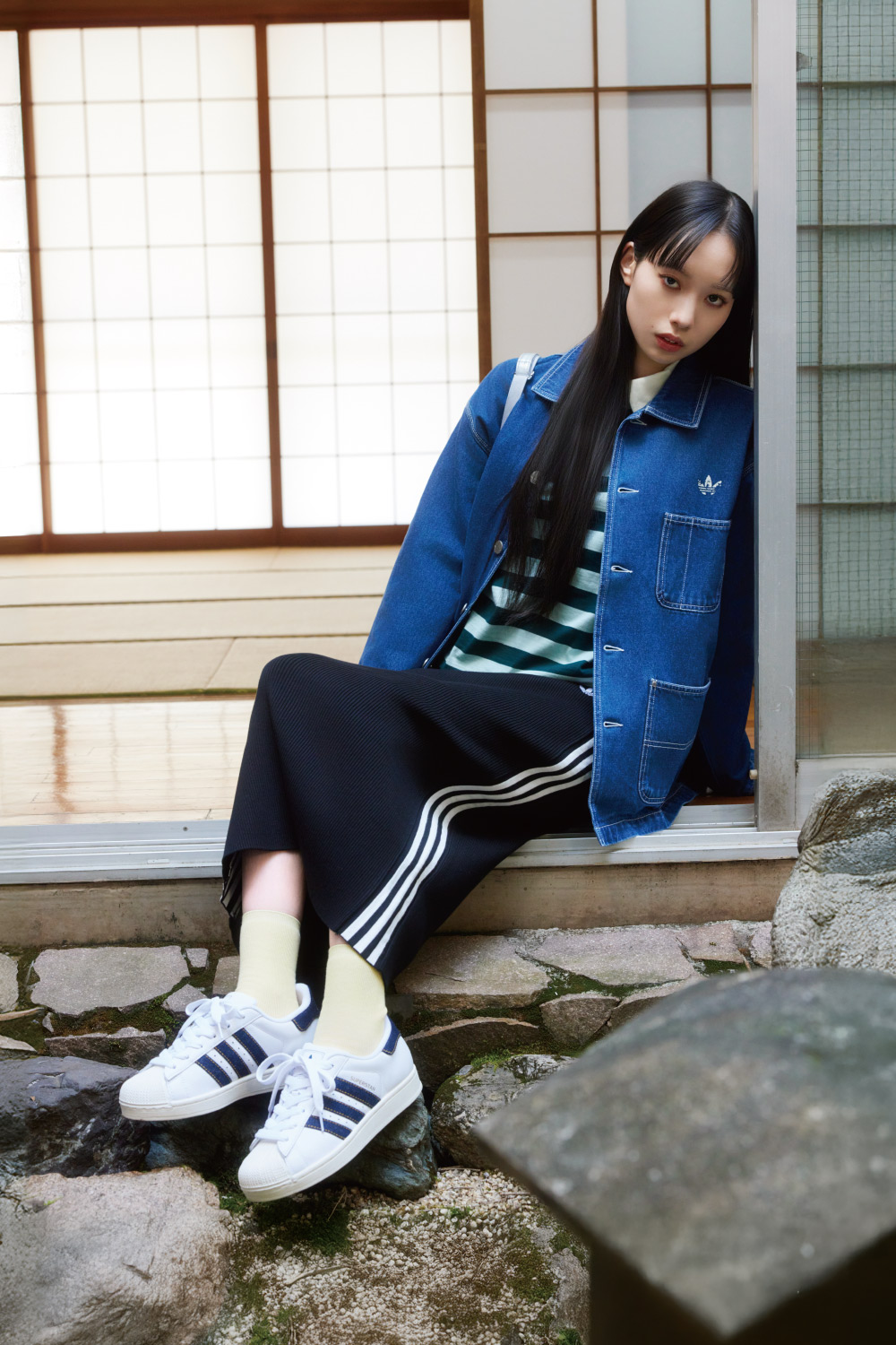ADIDAS DENIM PACK 山口もあさん着用 コーディネート