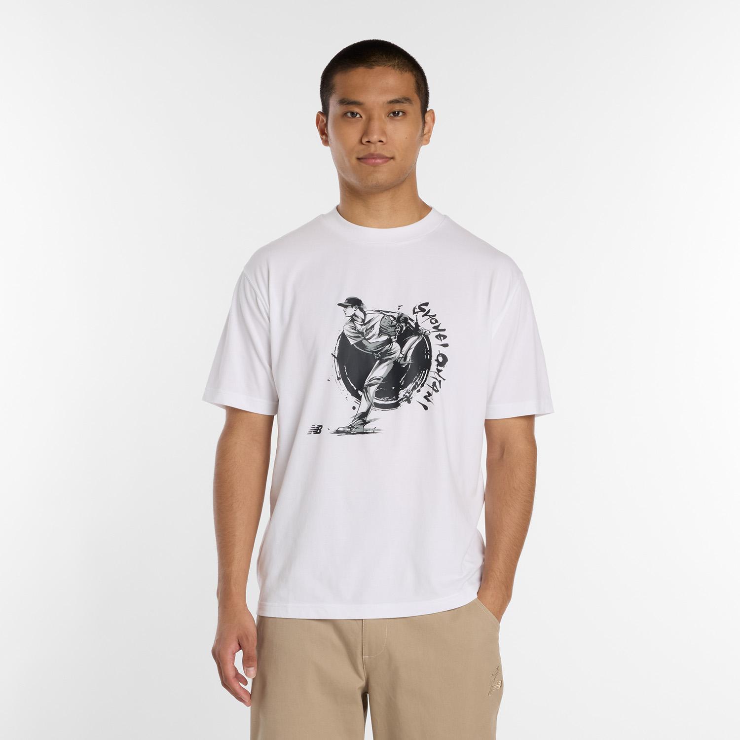 ニューバランス M O.HグラフィックT1 ショートスリーブ MT61T90WWT WT