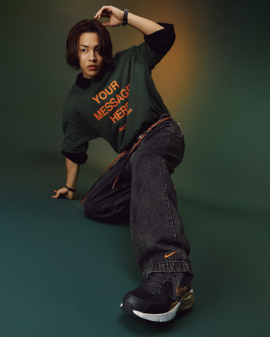YOUR MESSAGE HERE｜NIKE RIKUさん コーディネート
